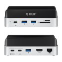 Stacja dokująca 10w1 do Mac mini M.2 USB-C USB-A HDMI RJ45 SD/TF - srebrna ORICO