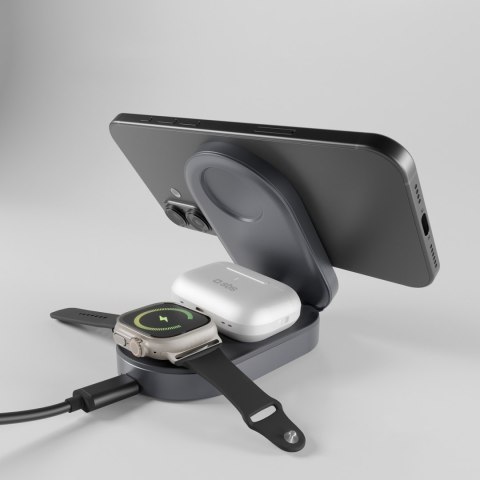 Stacja ładująca 3w1 bezprzewodowa składana do iPhone Apple Watch AirPods QI2 MFI - czarna SBS