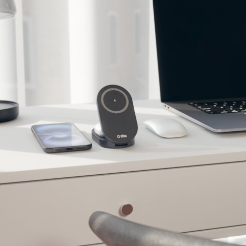 Stacja ładująca 3w1 bezprzewodowa składana do iPhone Apple Watch AirPods QI2 MFI - czarna SBS