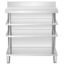 Stół blat barowy roboczy gastronomiczny z rantem 4 półki STAL 100 x 60 x 105 cm Royal Catering