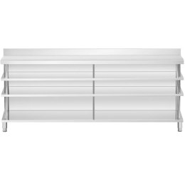 Stół blat barowy roboczy gastronomiczny z rantem 4 półki STAL 250 x 60 x 105 cm Royal Catering
