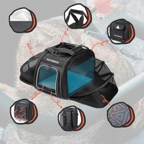 Torba rowerowa składana do transportu psa kota - czarna ROCKBROS