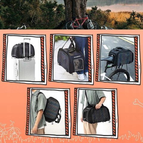Torba rowerowa składana do transportu psa kota - czarna ROCKBROS