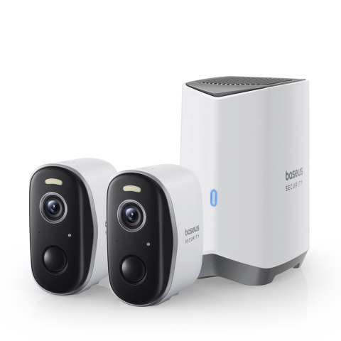 Zestaw monitoringu zewnętrznego 2 kamery 2K 16 Gb WiFi - biały BASEUS