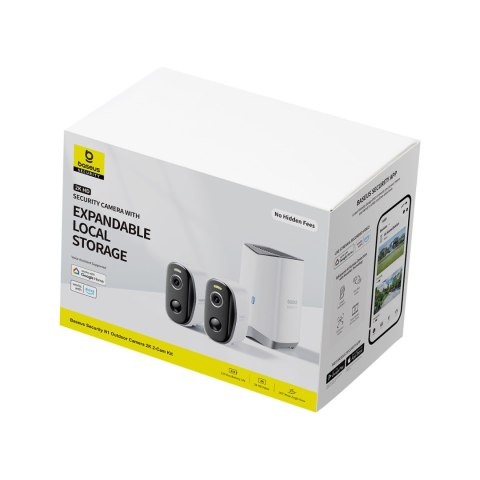 Zestaw monitoringu zewnętrznego 2 kamery 2K 16 Gb WiFi - biały BASEUS