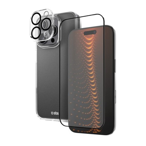 Zestaw ochronny 3w1 na iPhone 16 Pro etui szkło ochronne na ekran i aparat D3O - przezroczyste SBS