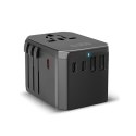 Adapter podróżny przejściówka do gniazdek EU UK US AUS USB-C USB-A GaN 70W - czarny SBS