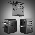 Adapter podróżny przejściówka do gniazdek EU UK US AUS USB-C USB-A GaN 70W - czarny SBS