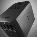 Adapter podróżny przejściówka do gniazdek EU UK US AUS USB-C USB-A GaN 70W - czarny SBS