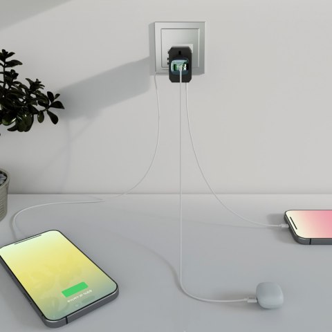 Adapter podróżny przejściówka do gniazdek EU UK US AUS USB-C USB-A GaN 70W - czarny SBS