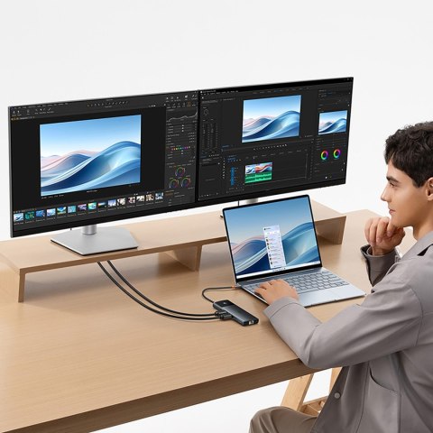 HUB adapter rozdzielacz 10w1 HDMI USB-A USB-C RJ45 SD TF - szary BASEUS