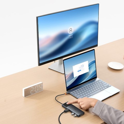 HUB adapter rozdzielacz 10w1 HDMI USB-A USB-C RJ45 SD TF - szary BASEUS