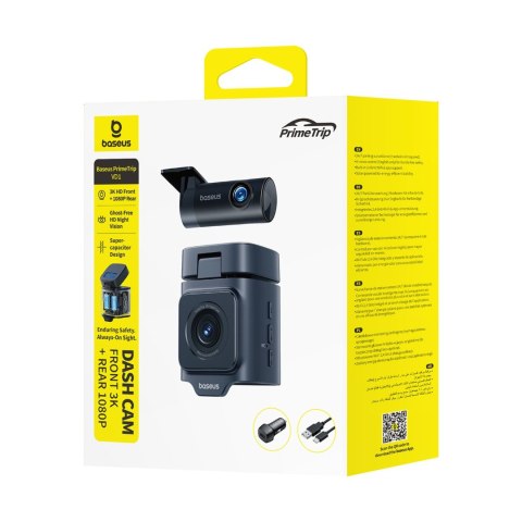 Kamera samochodowa wideorejestrator PrimeTrip VD1 2K+1080p - czarna BASEUS
