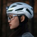 Kask rowerowy ze zintegrowanym oświetleniem wielokierunkowym USB-C 57-61 cm - biały ROCKBROS