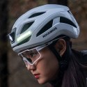 Kask rowerowy ze zintegrowanym oświetleniem wielokierunkowym USB-C 57-61 cm - biały ROCKBROS