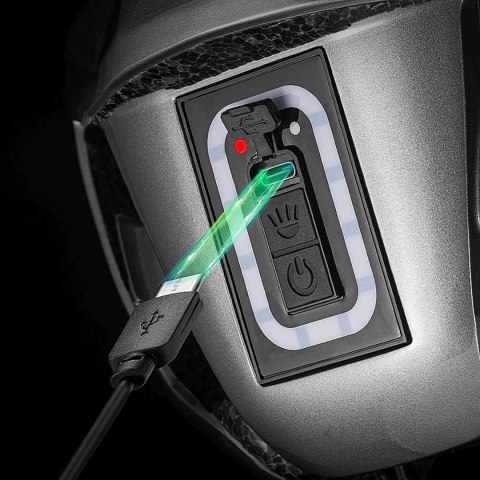 Kask rowerowy ze zintegrowanym oświetleniem wielokierunkowym USB-C 57-61 cm - biały ROCKBROS