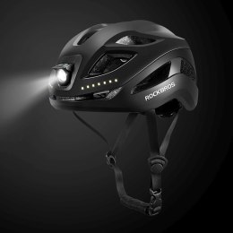 Kask rowerowy ze zintegrowanym oświetleniem wielokierunkowym USB-C 57-61 cm - czarny ROCKBROS