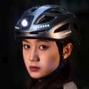 Kask rowerowy ze zintegrowanym oświetleniem wielokierunkowym USB-C 57-61 cm - czarny ROCKBROS