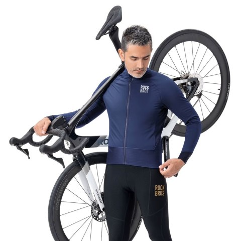 Kurtka rowerowa zimowa polarowa dwuwarstwowa rozmiar XL - niebieska ROCKBROS