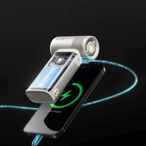 Mini dmuchawa przenośny wiatrak 5w1 9000mAh USB - brązowy Jisulife