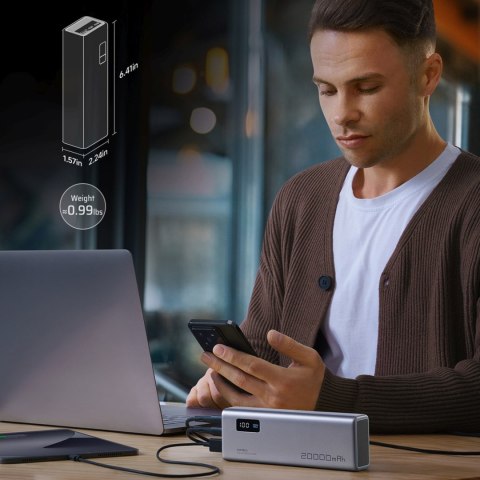 Powerbank 20000mAh USB-A USB-C 150W - szary CUKTECH