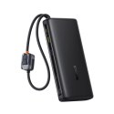 Powerbank 25000mAh 145W z wyświetlaczem wbudowanymi kablami USB-C - czarny BASEUS