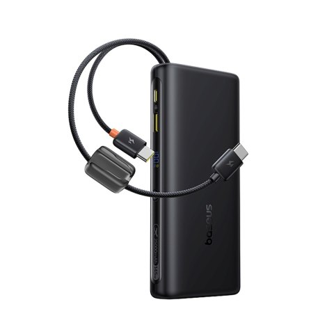 Powerbank 25000mAh 145W z wyświetlaczem wbudowanymi kablami USB-C - czarny BASEUS