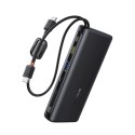 Powerbank 25000mAh 145W z wyświetlaczem wbudowanymi kablami USB-C - czarny BASEUS