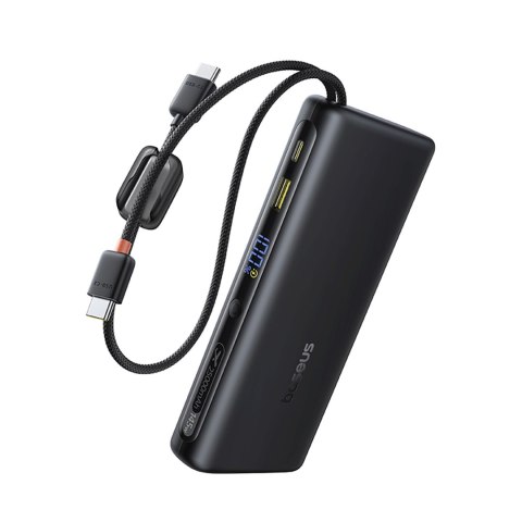 Powerbank 25000mAh 145W z wyświetlaczem wbudowanymi kablami USB-C - czarny BASEUS