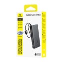 Powerbank 25000mAh 145W z wyświetlaczem wbudowanymi kablami USB-C - czarny BASEUS