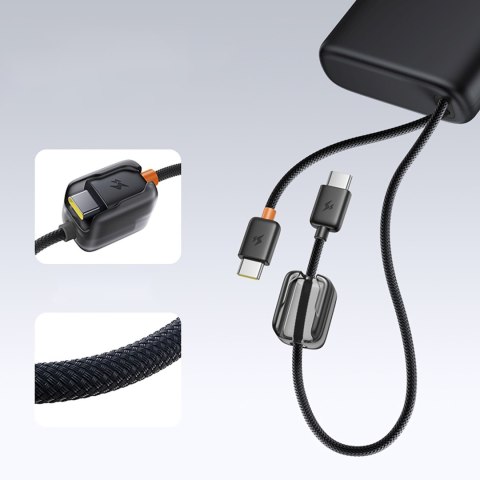 Powerbank 25000mAh 145W z wyświetlaczem wbudowanymi kablami USB-C - czarny BASEUS