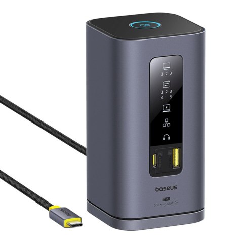 Stacja dokująca HUB 11w1 USB-C USB-A HDMI RJ45 Minijack 3.5mm - szara BASEUS