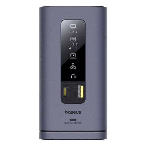 Stacja dokująca HUB 11w1 USB-C USB-A HDMI RJ45 Minijack 3.5mm - szara BASEUS