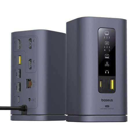 Stacja dokująca HUB 11w1 USB-C USB-A HDMI RJ45 Minijack 3.5mm - szara BASEUS