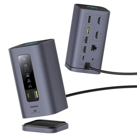 Stacja dokująca HUB 11w1 USB-C USB-A HDMI RJ45 Minijack 3.5mm - szara BASEUS