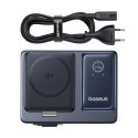 Stacja ładująca 5w1 USB-A UAB-C z wyświetlaczem zwijanym kablem 140W Qi2 - czarna BASEUS
