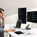 Stacja ładująca 5w1 USB-A UAB-C z wyświetlaczem zwijanym kablem 140W Qi2 - czarna BASEUS