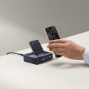 Stacja ładująca 5w1 USB-A UAB-C z wyświetlaczem zwijanym kablem 140W Qi2 - czarna BASEUS