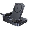 Stacja ładująca 6w1 bezprzewodowa USB-A USB-C 2x gniazdo AC 67W - czarna BASEUS