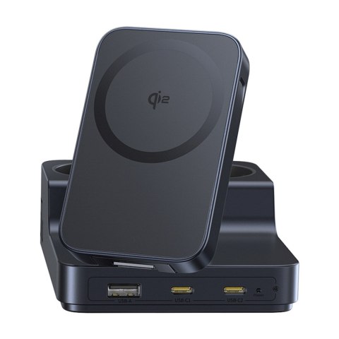 Stacja ładująca 6w1 bezprzewodowa USB-A USB-C 2x gniazdo AC 67W - czarna BASEUS