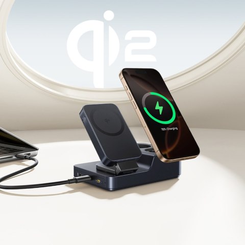 Stacja ładująca 6w1 bezprzewodowa USB-A USB-C 2x gniazdo AC 67W - czarna BASEUS