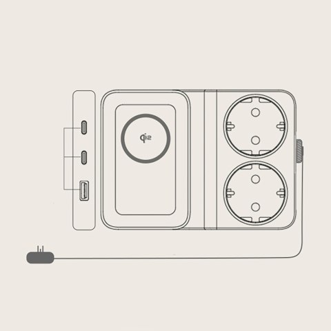 Stacja ładująca 6w1 bezprzewodowa USB-A USB-C 2x gniazdo AC 67W - czarna BASEUS