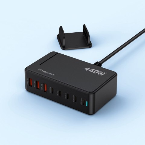 Stacja ładująca biurkowa 3x USB-A 5x USB-C GaN QC3 440W - czarna WOZINSKY