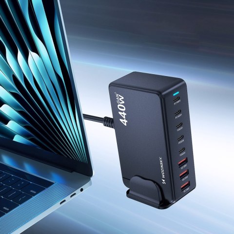 Stacja ładująca biurkowa 3x USB-A 5x USB-C GaN QC3 440W - czarna WOZINSKY