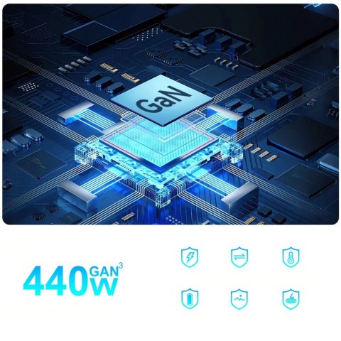 Stacja ładująca biurkowa 3x USB-A 5x USB-C GaN QC3 440W - czarna WOZINSKY
