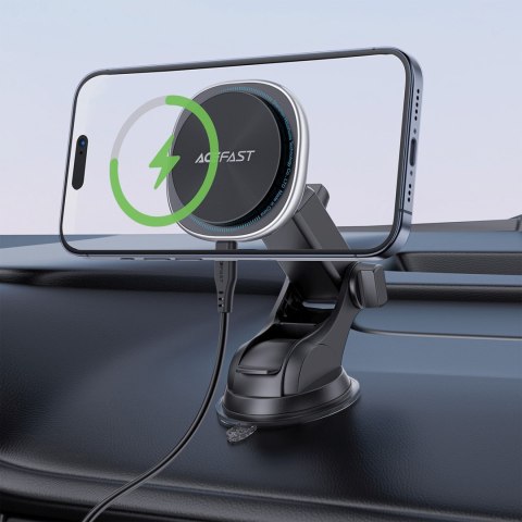 Uchwyt magnetyczny z ładowarką bezprzewodową do smartfona na deskę rozdzielczą MagSafe - czarny ACEFAST
