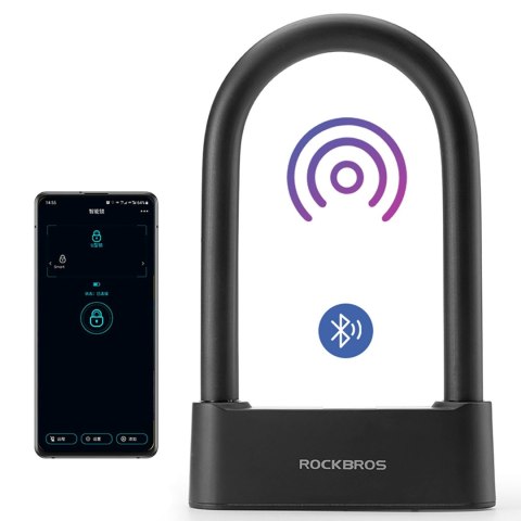 Zapięcie rowerowe SMART z czytnikiem linii papilarnych i Bluetooth - czarne ROCKBROS