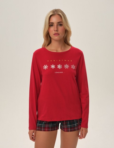 Piżama Feli 41898-33X Czerwone Czerwony XXL