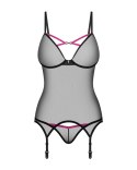 Gorset Novenes + stringi Czarny XL/XXL