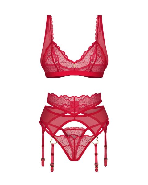 Komplet Cupide Desir 3-częściowy Czerwony L/XL
